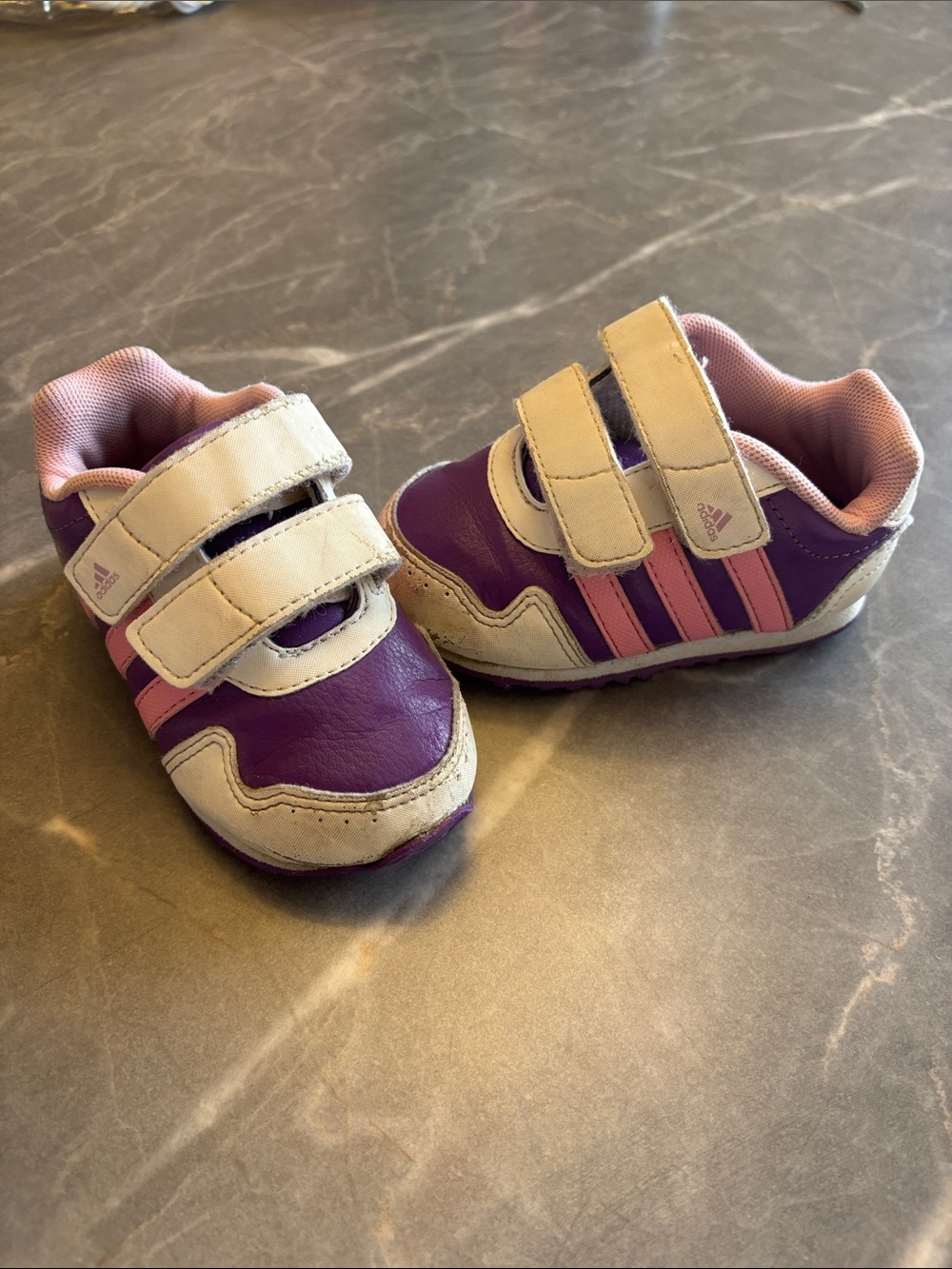 adidas Kids Velcro Sneakers - Purple, Pink & Cream